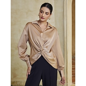 Champagne Twist Lantern Sleeve Casual Shirt